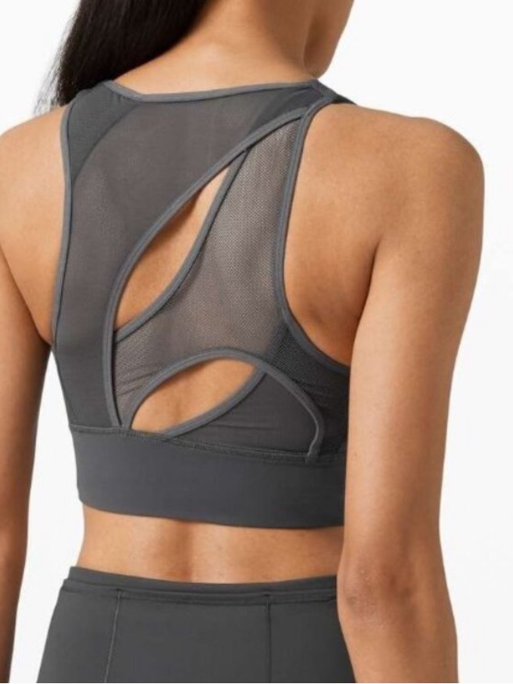 lululemon Set Challenger Charcoal Gray Mesh-Back Sports Bra